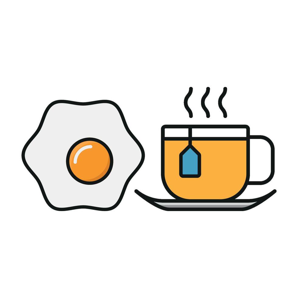Tea and egg set icon with vibrant colors and inviting visuals, great for casual dining or bistros vector