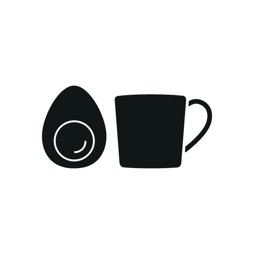 Tea and egg set icon featuring a natural, wholesome pairing, ideal for organic or farm-to-table establishments vector