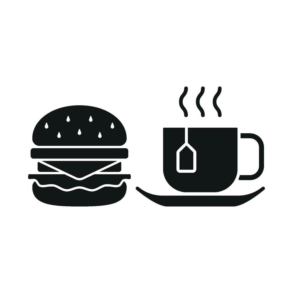 Tea and hamburger set icon showcasing a filling, classic meal perfect for lunch or casual dining vector