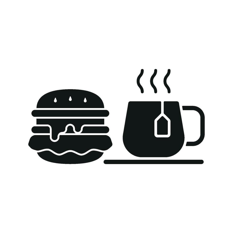 Tea and hamburger set icon combining flavors for a balanced, hearty meal experience vector