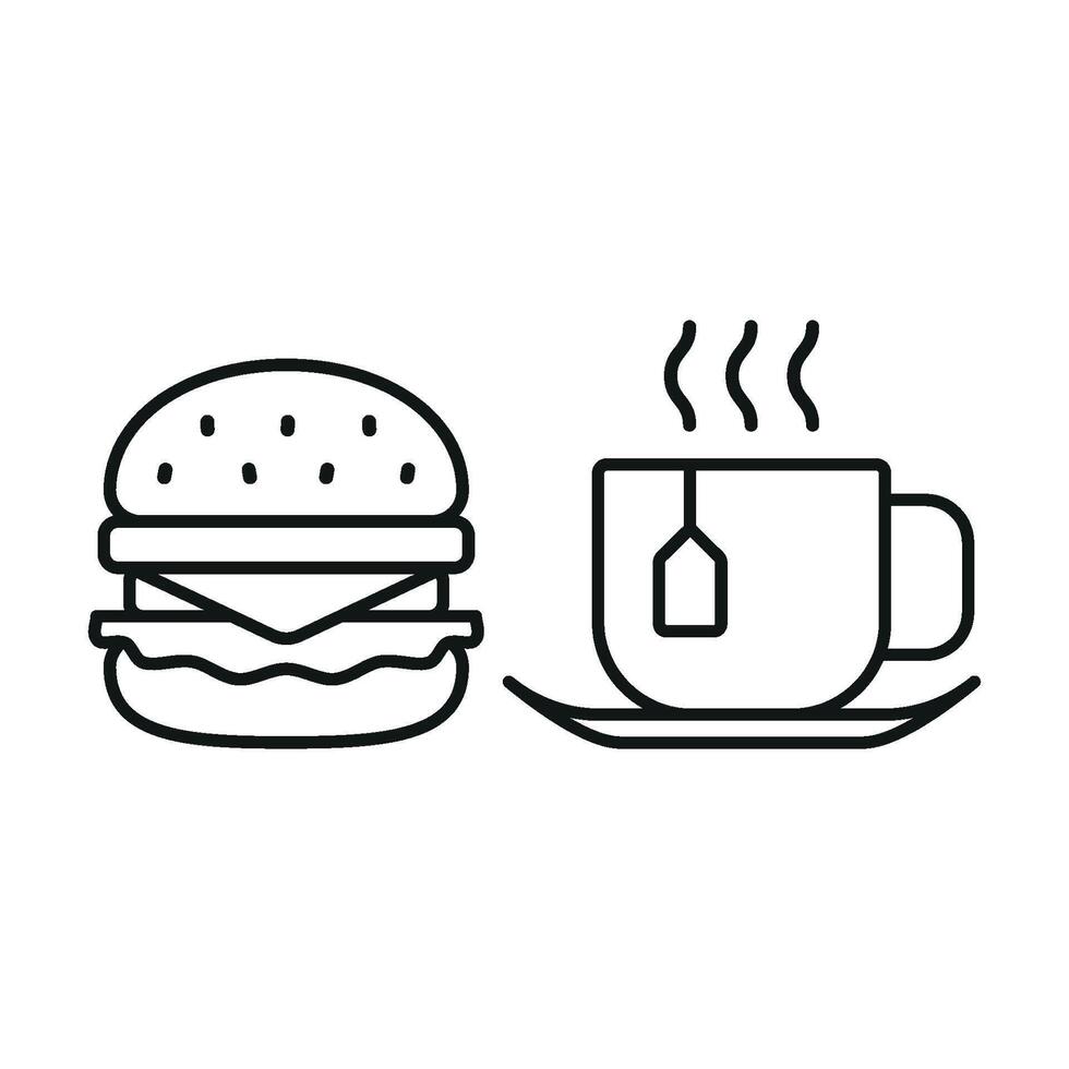 Tea and hamburger set icon blending sweet and savory elements for a rich, indulgent experience vector