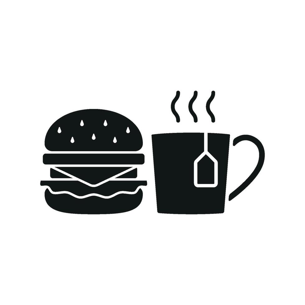 Tea and hamburger set icon designed with a bold, visually appealing look for attention-grabbing branding vector