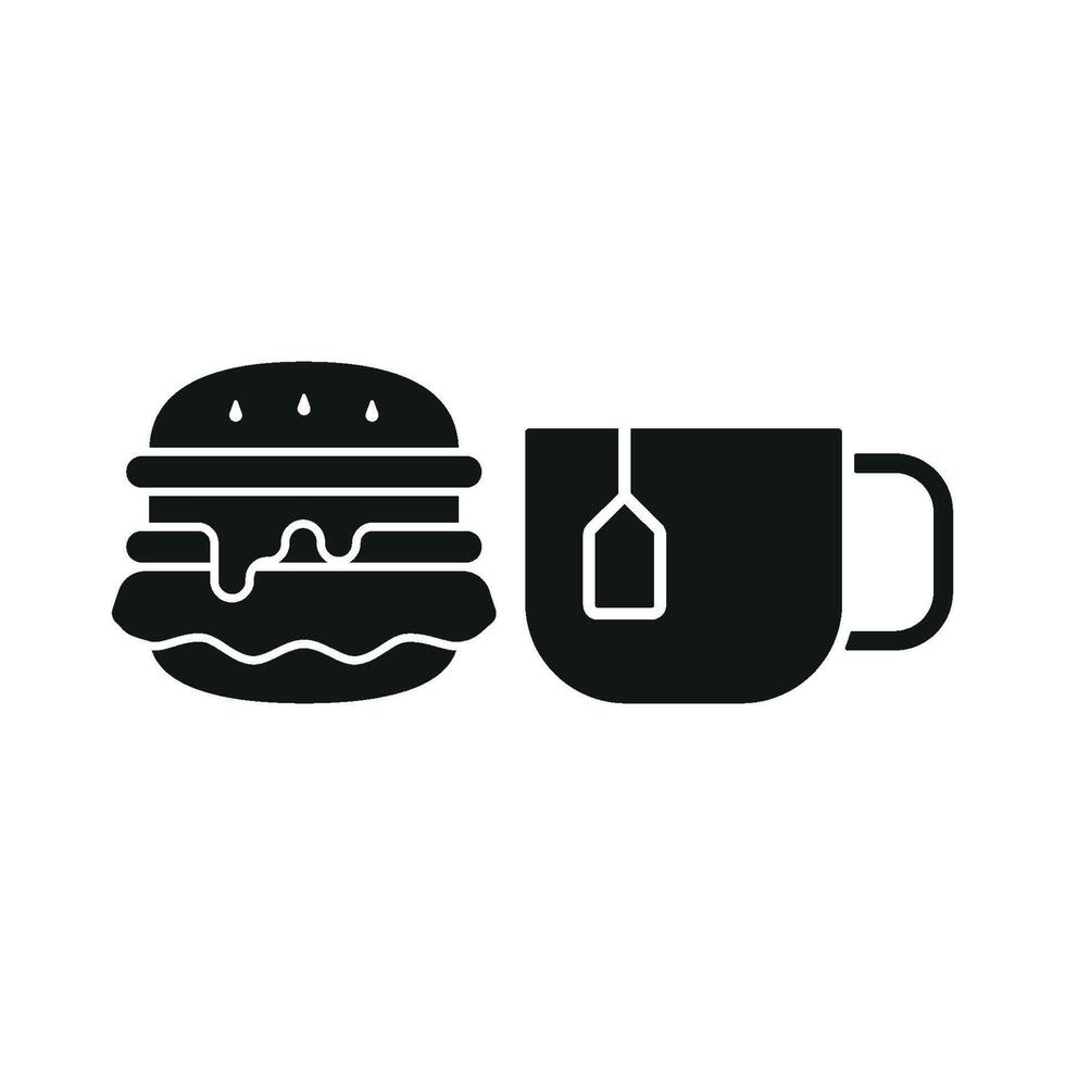 Tea and hamburger set icon with artistic flair, perfect for creative food concepts or themed events vector