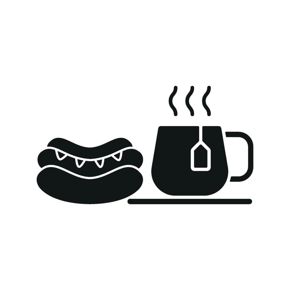 Tea and hot dog set icon featuring a simple, satisfying combination for casual dining or quick bites vector