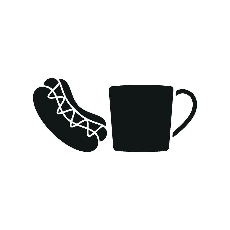 Tea and hot dog set icon with a creative twist, perfect for specialty food offerings or fusion concepts vector
