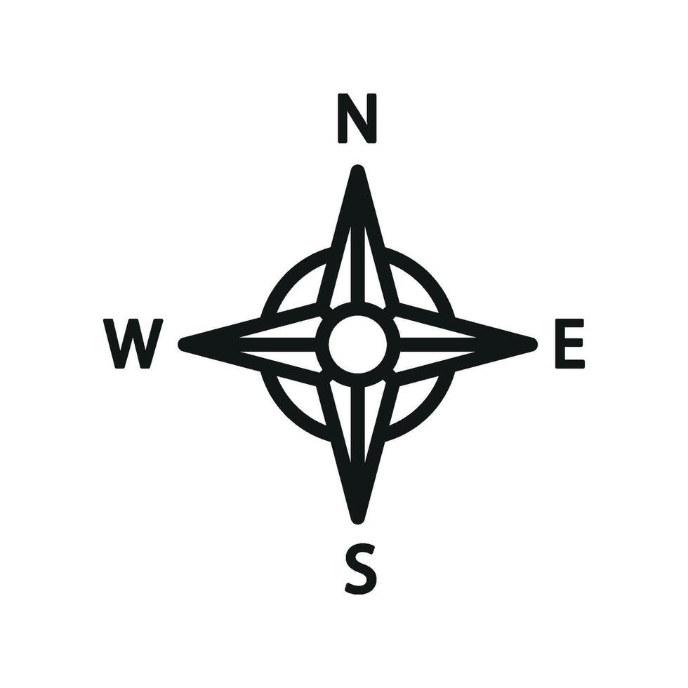 Compass icon embodies a sleek and sharp design, perfect for representing orientation, expedition planning, or geographic analysis vector