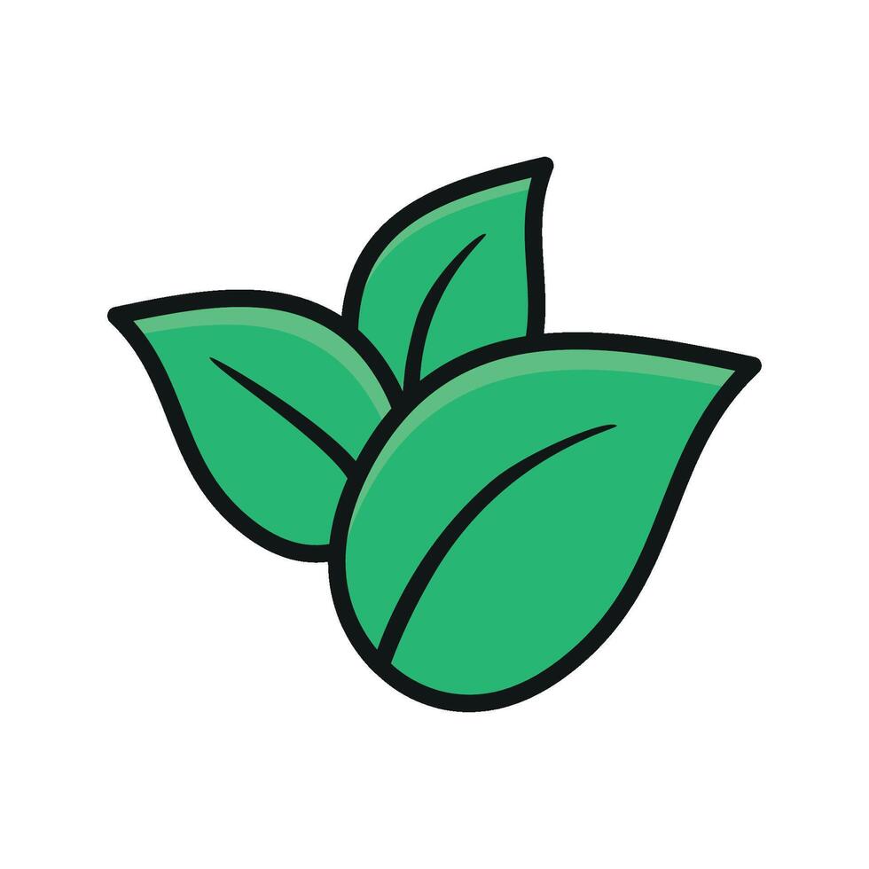 Leaf icon showcases a simple and elegant style, ideal for illustrating nature, sustainability, or plant-based themes vector