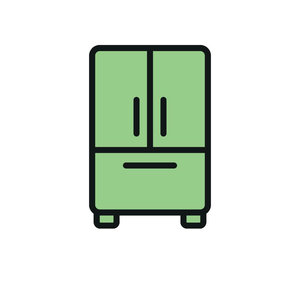 Refrigerator icon showcases a bold and practical style, great for illustrating reliable storage, long-term freshness, or innovative technology vector