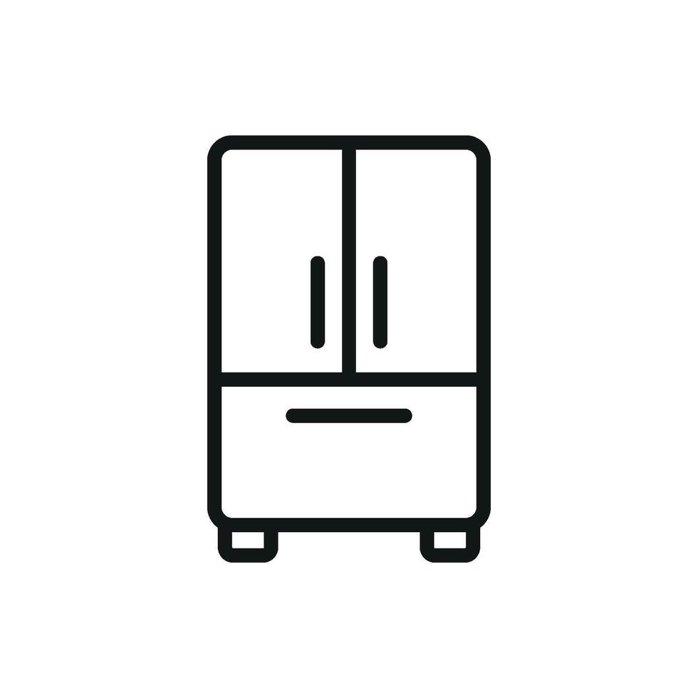 Refrigerator icon highlights a clean and minimalist style, ideal for illustrating smart home technology, food preservation, or sustainable living vector