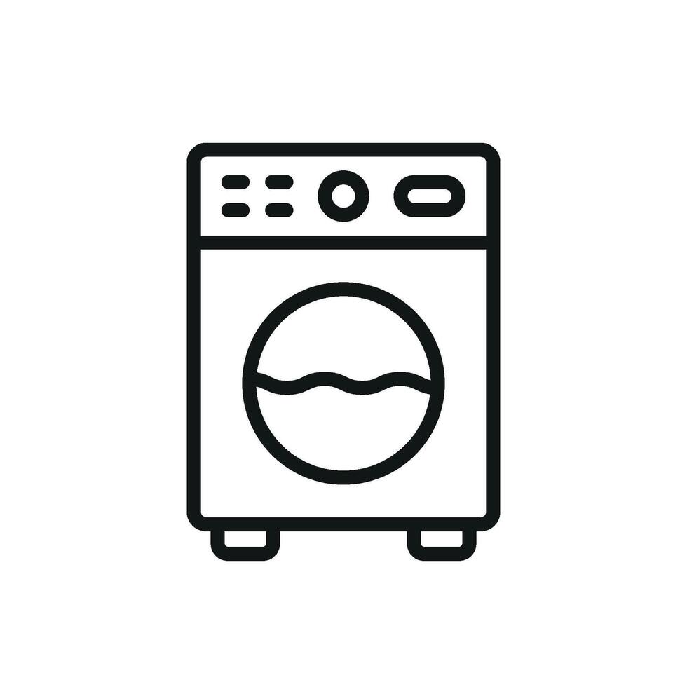 Washing machine icon highlights a modern and functional design, perfect for representing laundry services, home appliances, or cleaning solutions vector