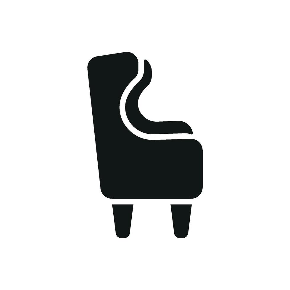 Wing chair icon showcases a classic and comfortable style, ideal for representing traditional interiors, study rooms, or reading nooks vector