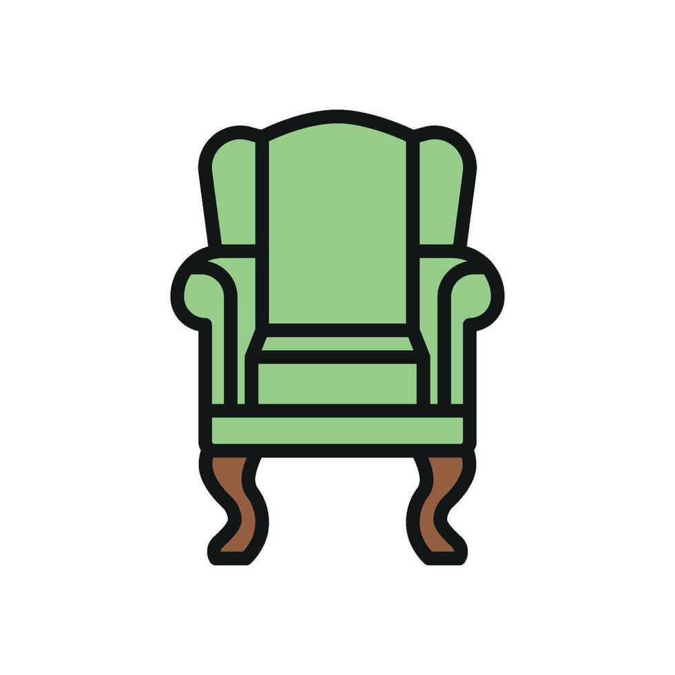 Wing chair icon highlights a luxurious and timeless design, perfect for representing elegant interiors, classic furniture, or cozy seating vector