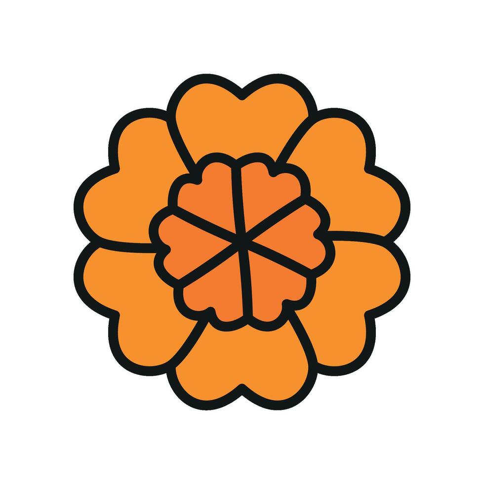Marigold Icon features a vibrant and cheerful design, perfect for symbolizing warmth, positivity, and joy in floral arrangements and garden projects vector