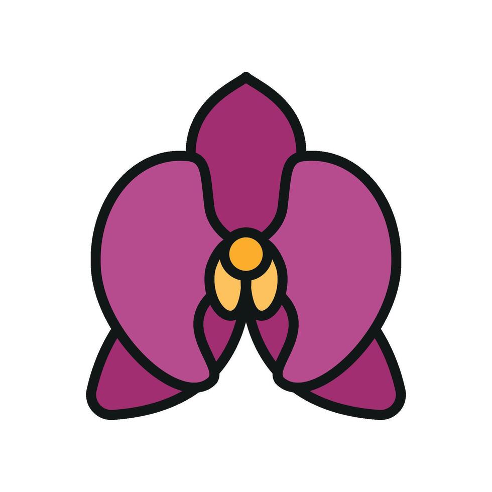 Orchid Icon provides a serene and elegant graphic, perfect for promoting floral services, botanical gardens, or nature-inspired fashion collections vector
