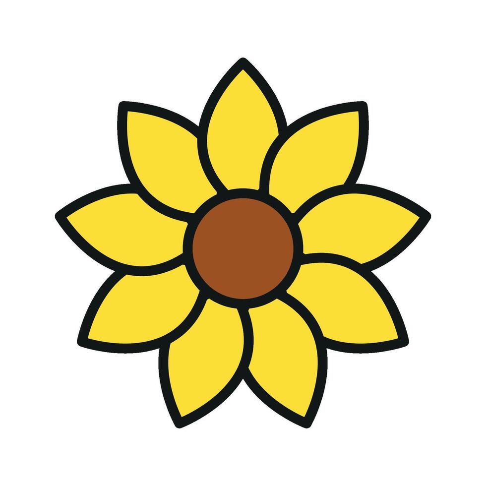 Sunflower Icon features a radiant and sunny design, ideal for showcasing warmth, love, and growth in spring or summer-themed projects vector