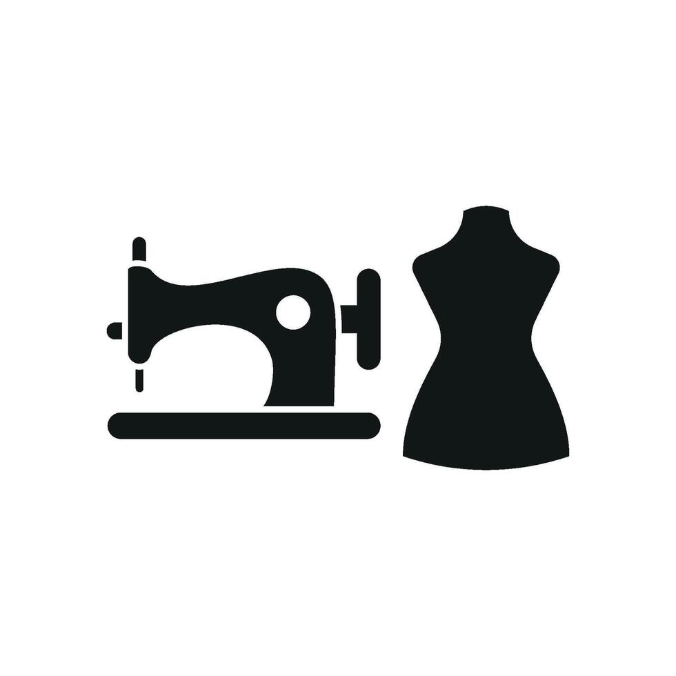 Mannequin and Sewing Machine Set Icon provides a professional and elegant design, ideal for displaying fashion workshops, personalized clothing, and sewing tutorials vector