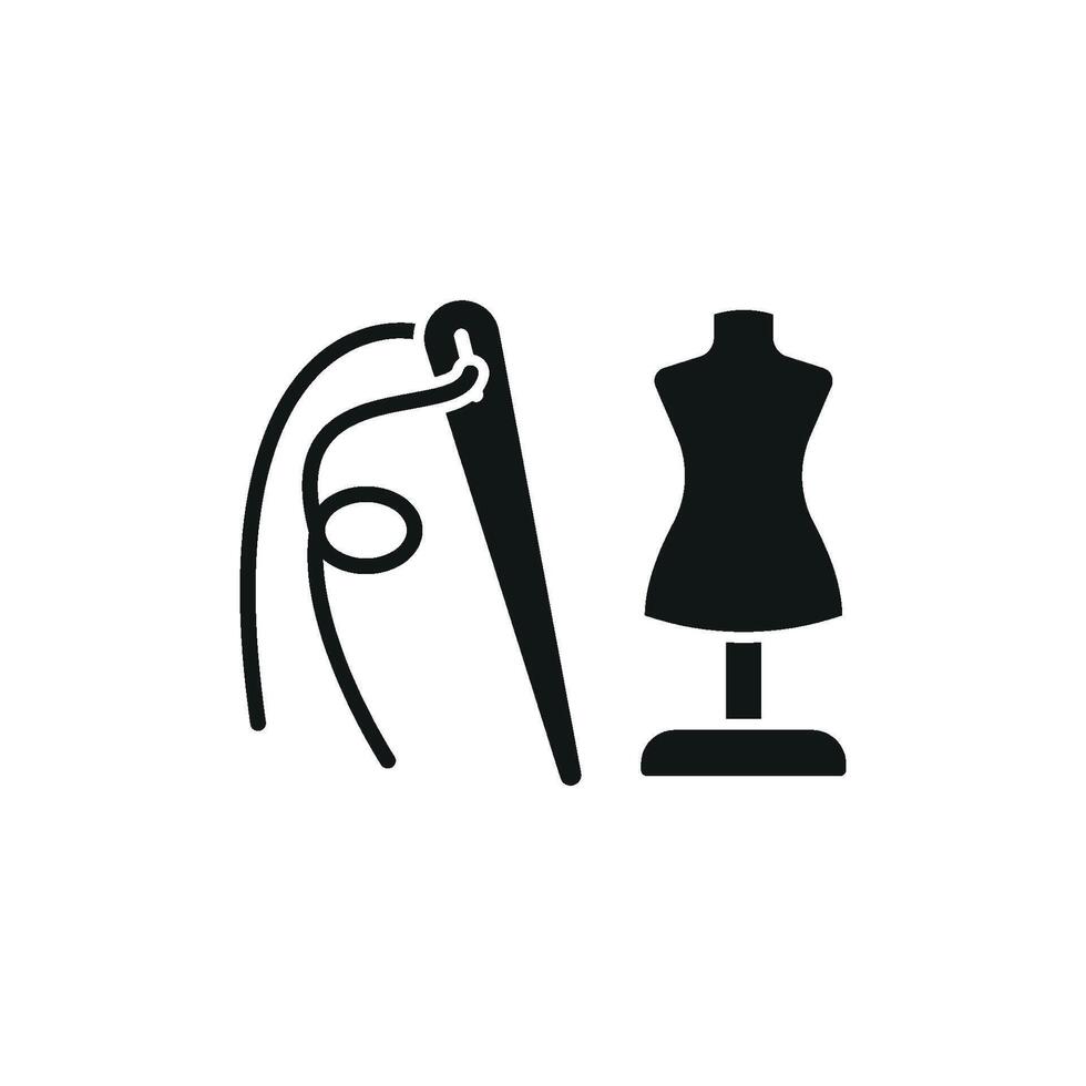 Mannequin and Needle and Thread Set Icon features a clean and elegant design, perfect for showcasing custom clothing vector