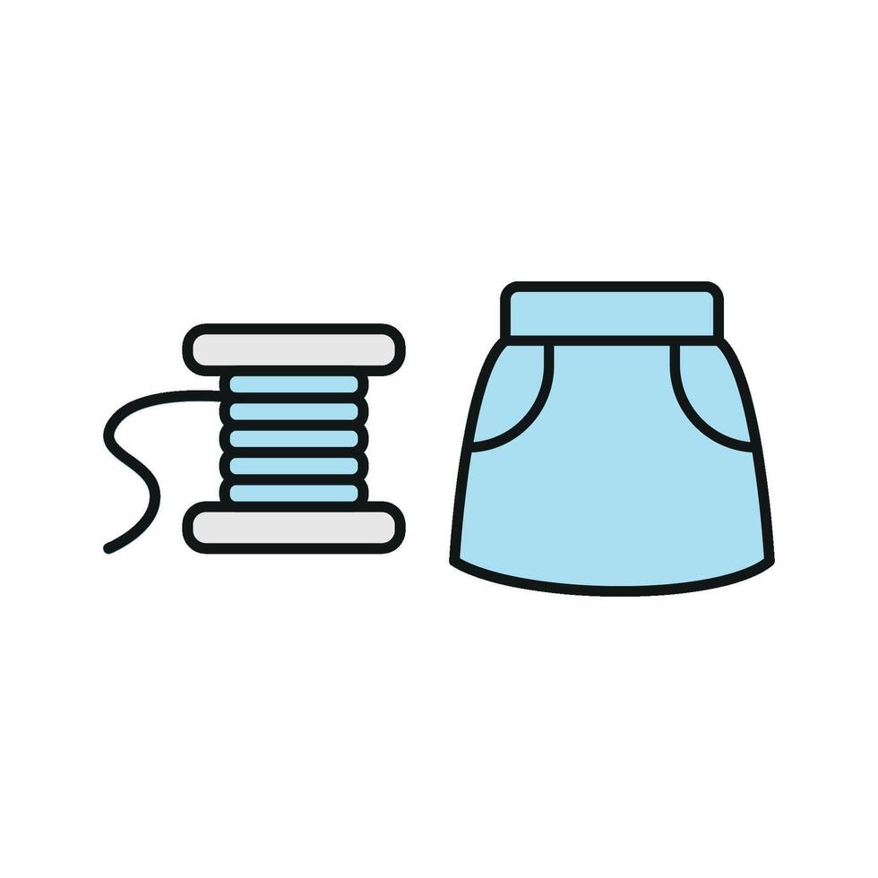 Needle and Thread and Skirt Set Icon features a vibrant and chic graphic, perfect for highlighting sewing tools, skirt designs, and fashion DIY kits vector