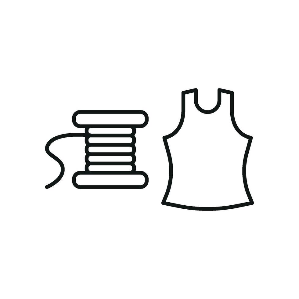 Needle and Thread and Tank Top Set Icon features a trendy and functional design, ideal for displaying custom tank tops, fashion accessories, and tailor-made clothing vector