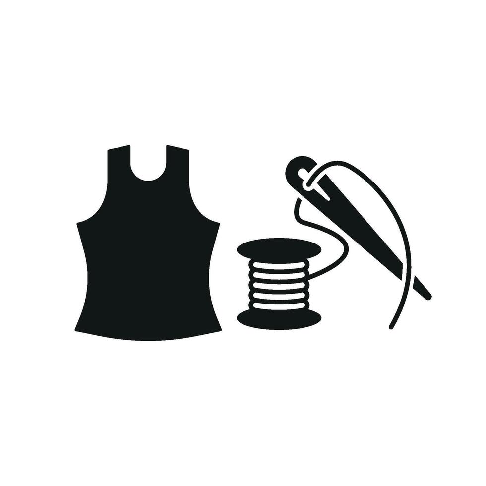 Needle and Thread and Tank Top Set Icon provides a bold and refined look, perfect for promoting tank top-making guides, sewing patterns, and creative workshops vector