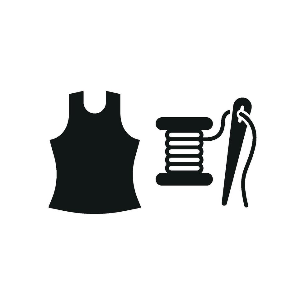 Needle and Thread and Tank Top Set Icon offers a chic and minimalistic graphic, ideal for showcasing fashion design services, tank top creations, and tailored apparel vector