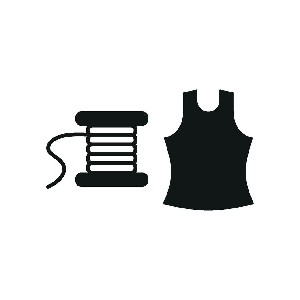 Needle and Thread and Tank Top Set Icon features a creative and artistic design, perfect for highlighting sewing tutorials, personalized tank top designs, and DIY fashion kits vector