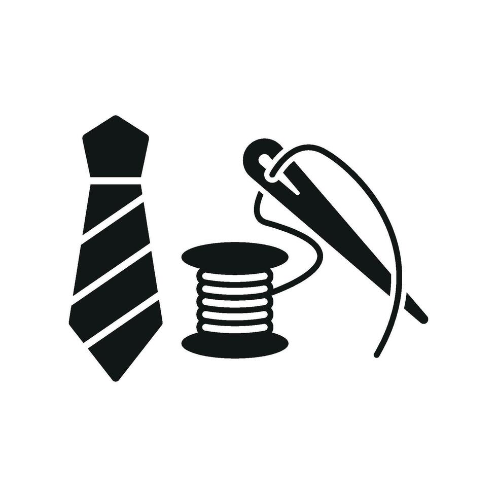 Needle and Thread and Tie Set Icon is a versatile and dynamic design, ideal for promoting custom tailoring, fashion patterns, and tie-making tutorials vector