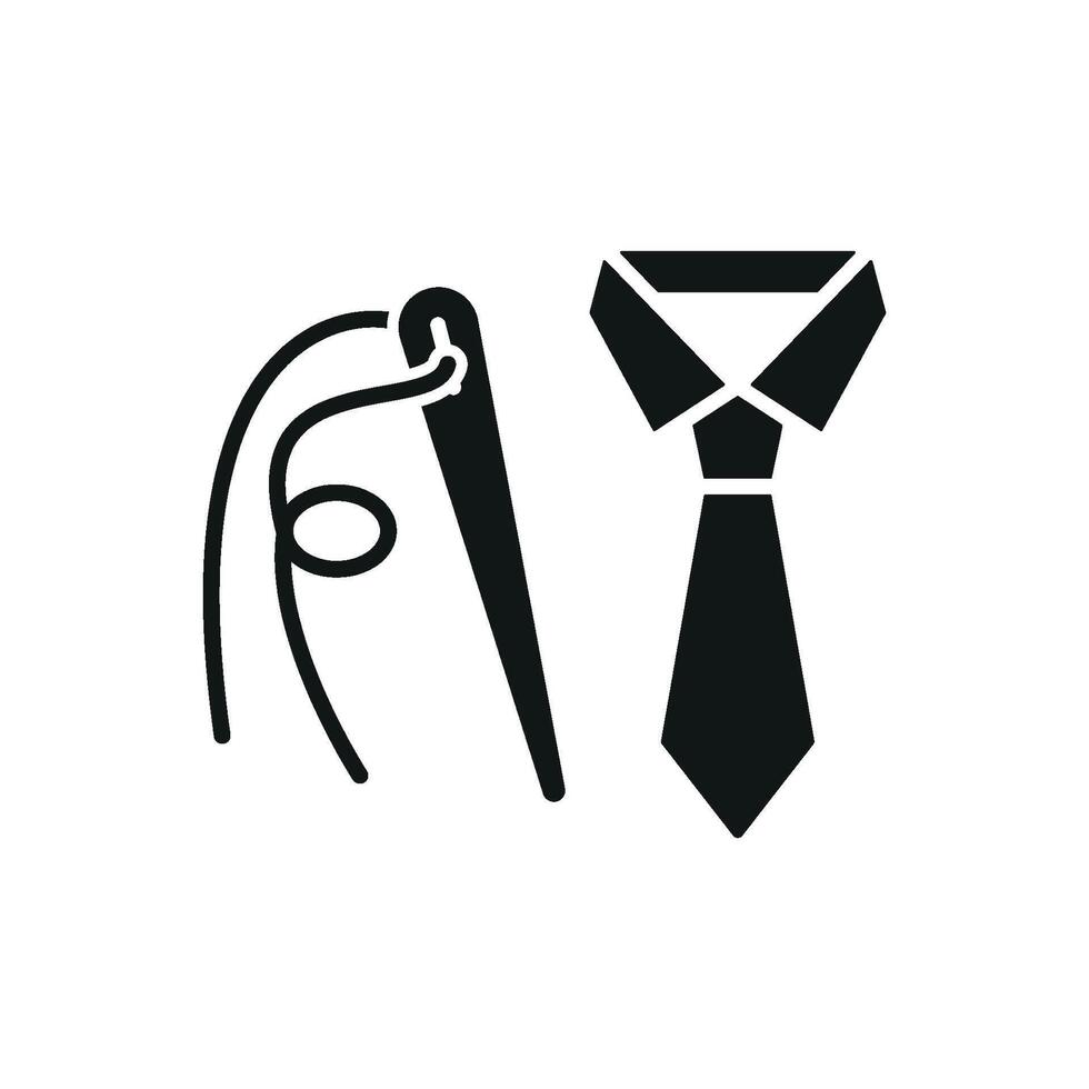 Needle and Thread and Tie Set Icon provides a clean and refined look, perfect for displaying handmade tie designs, tailoring classes, and professional sewing services vector