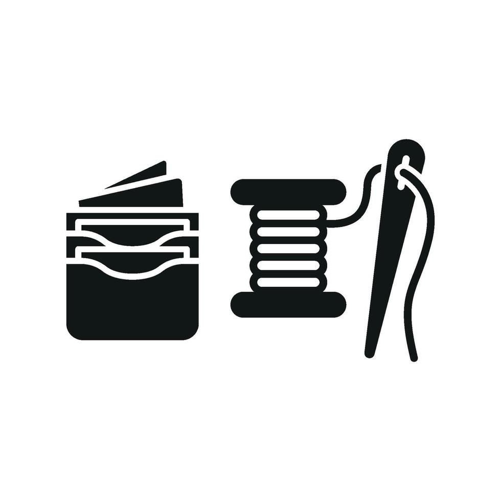 Sewing Machine and Wallet Set Icon is a creative and minimalistic design, ideal for highlighting wallet-making services, sewing machine sales vector