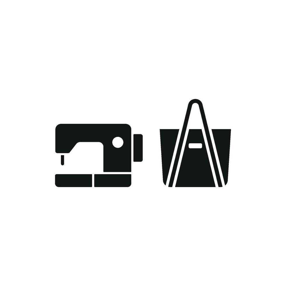 Sewing machine and bag set icon offers a warm and inviting design, great for enhancing content related to sewing hobbies, handmade bags, or creative workshops vector
