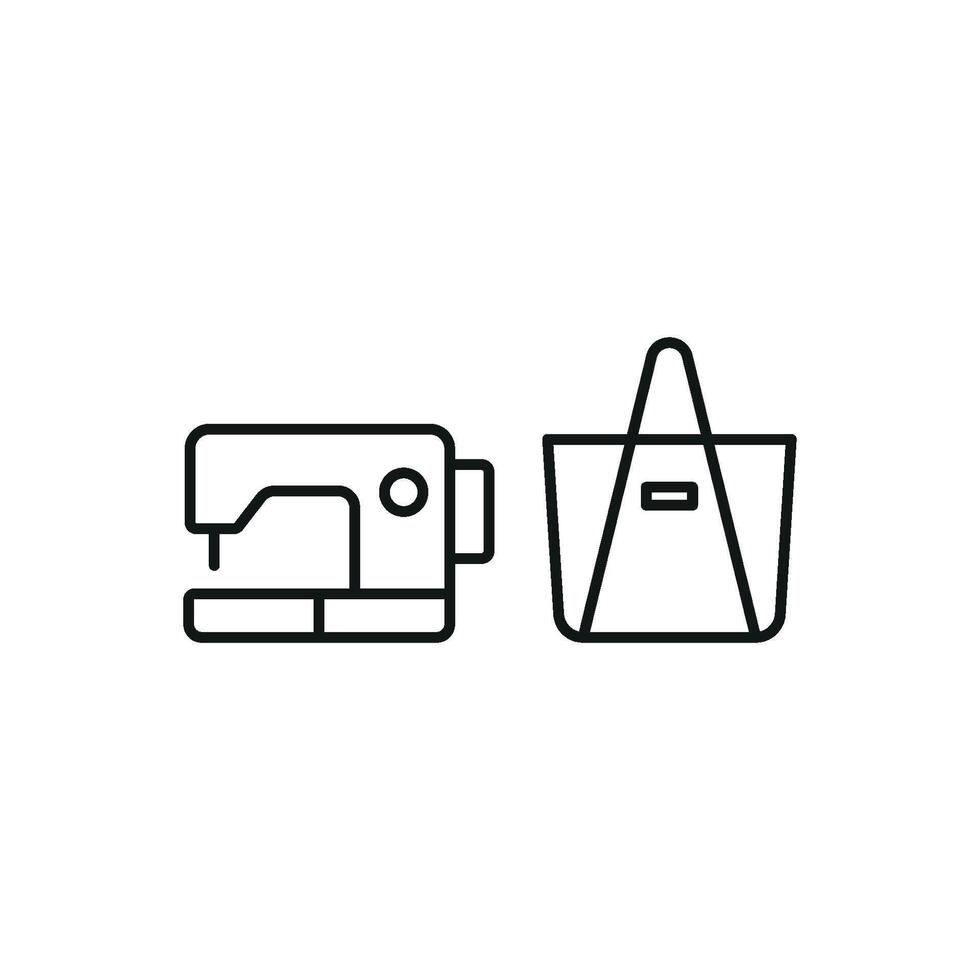 Sewing machine and bag set icon delivers a vibrant and dynamic look, ideal for visualizing creativity, stitching projects, or custom-made bags vector