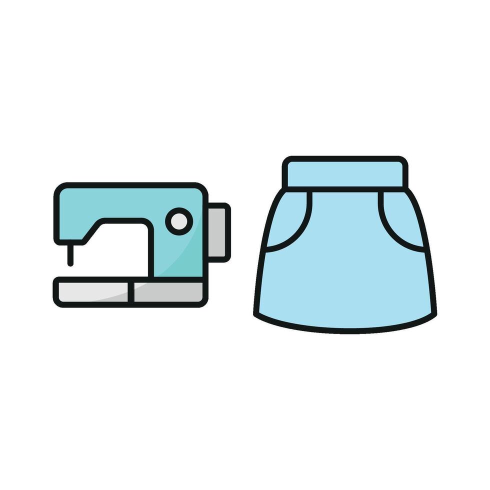 Sewing Machine and Skirt Set Icon offers a polished and stylish design, perfect for promoting sewing machines vector