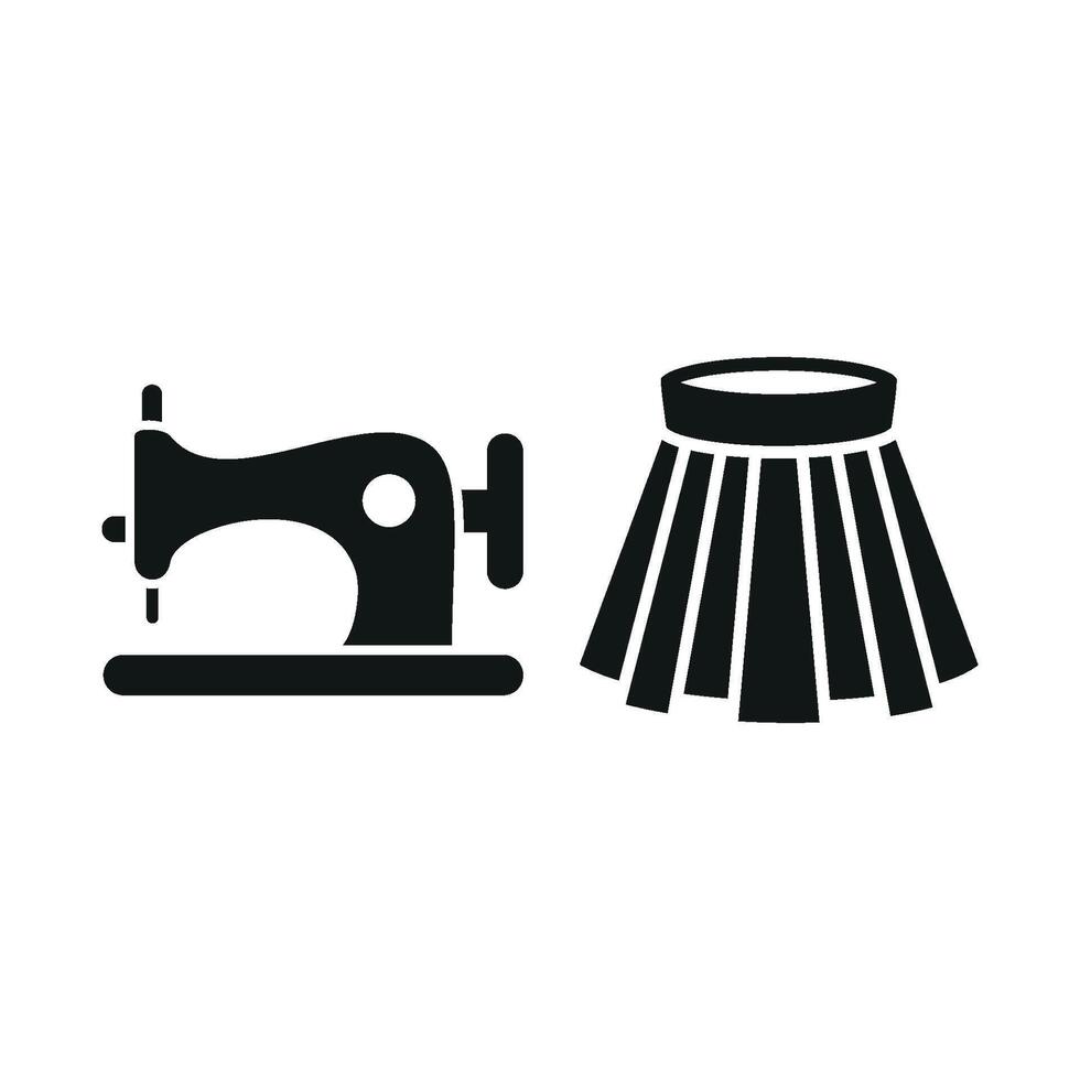 Sewing Machine and Skirt Set Icon provides a dynamic and professional graphic, ideal for highlighting skirt fashion, sewing tutorials, and design projects vector