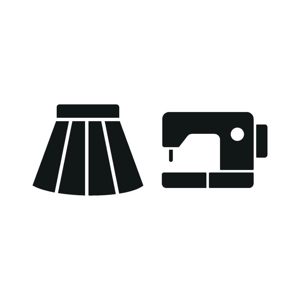 Sewing Machine and Skirt Set Icon is a vibrant and artistic design, ideal for showcasing sewing patterns, skirt collections, and DIY fashion kit vector
