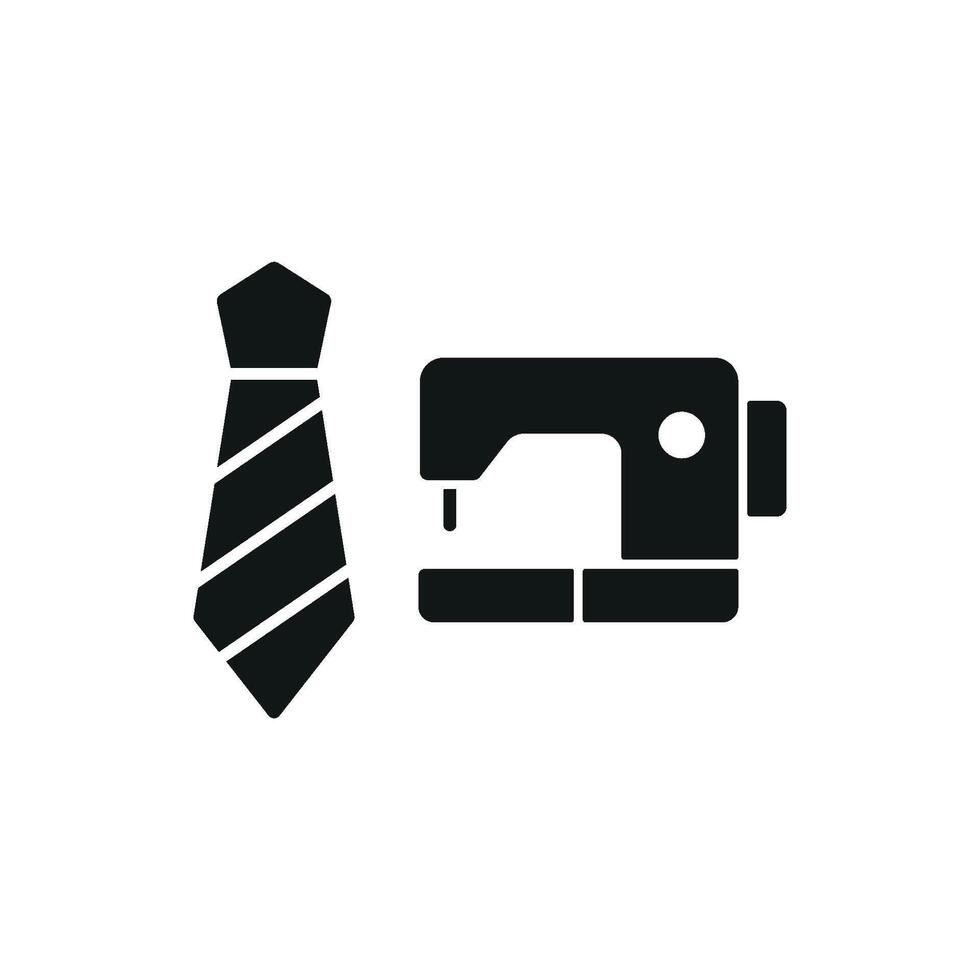 Sewing Machine and Tie Set Icon offers a creative and minimalistic look, ideal for highlighting bespoke tie collection vector