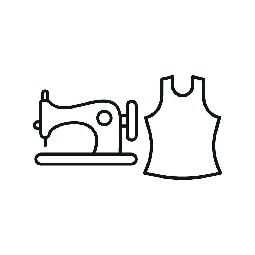 Sewing Machine and Tank Top Set Icon offers a clean and dynamic look, ideal for showcasing sewing tools, pattern designs, and personalized tank top creations vector