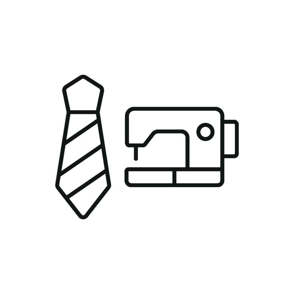Sewing Machine and Tie Set Icon features a polished and dynamic graphic, perfect for promoting tie-making classes, sewing enthusiasts, and custom tailoring vector