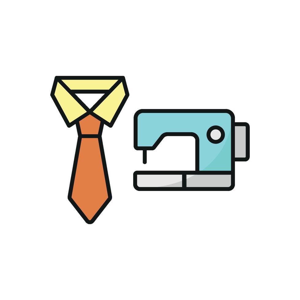 Sewing Machine and Tie Set Icon provides a clean and elegant graphic, perfect for displaying sewing tutorials, fashion accessories, and custom-made ties vector