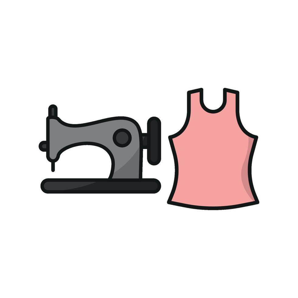 Sewing Machine and Tank Top Set Icon features a modern and stylish design, perfect for promoting custom apparel, sewing workshops, and DIY fashion projects vector