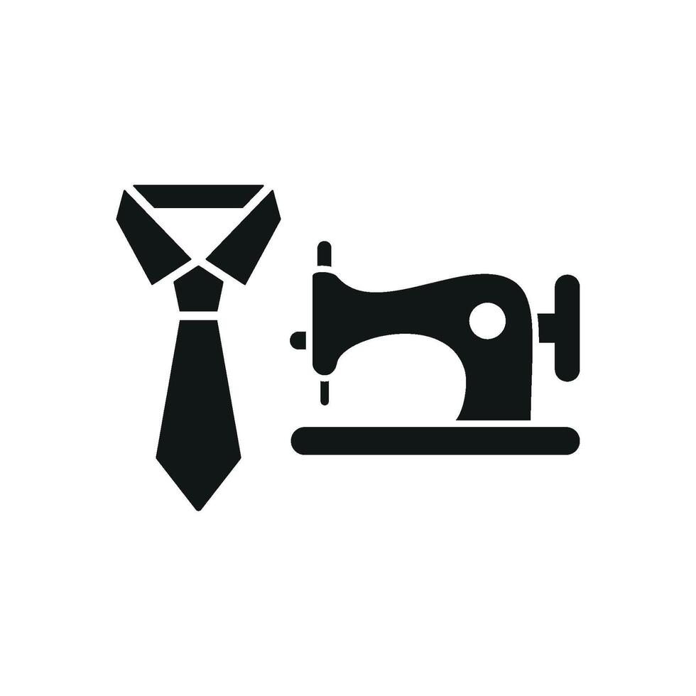 Sewing Machine and Tie Set Icon is a refined and versatile design, ideal for showcasing professional tailoring services, tie patterns, and sewing kits vector