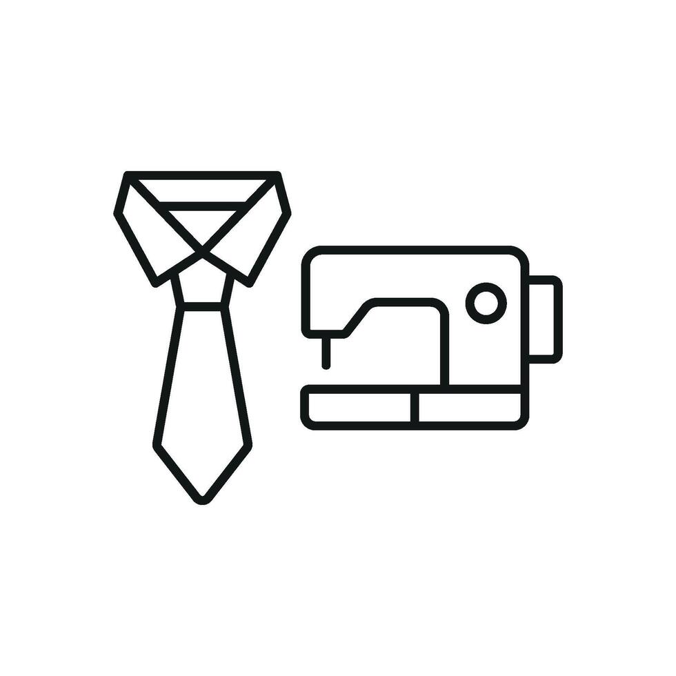 Sewing Machine and Tie Set Icon features a sleek and professional design, perfect for showcasing custom tie-making services, tailoring workshops, and fashion brands vector