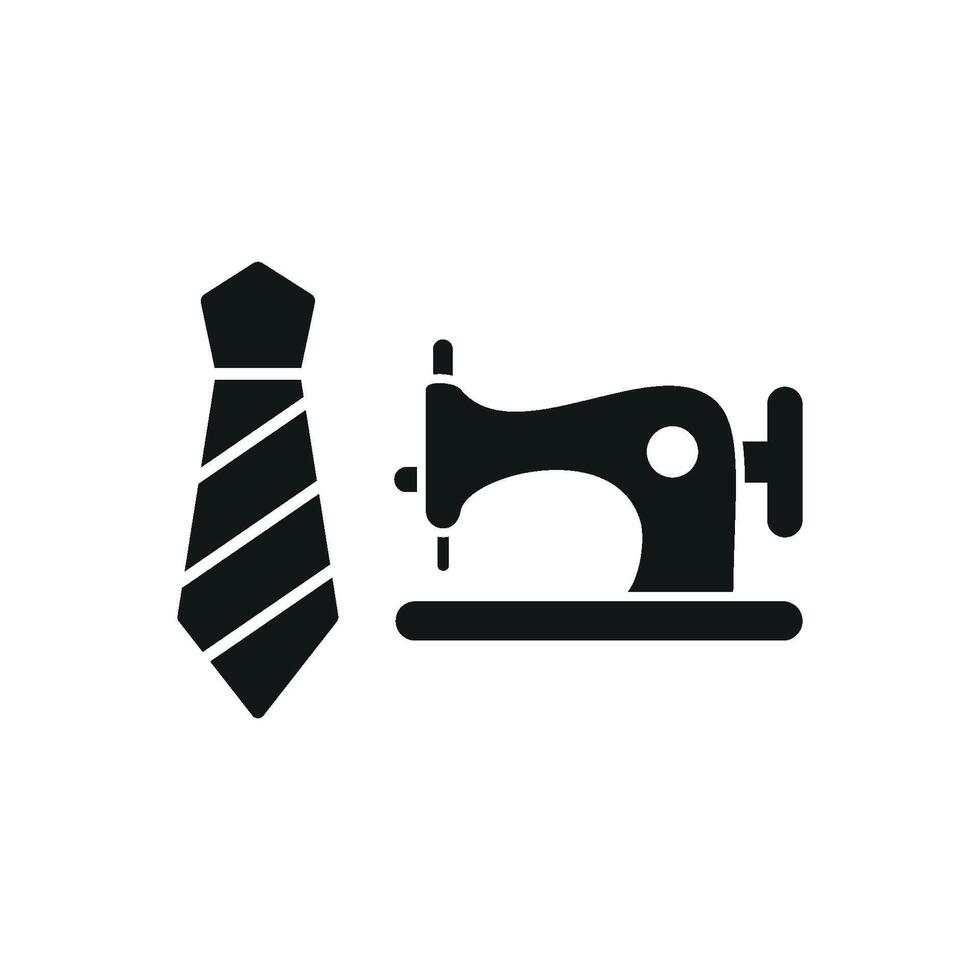 Sewing Machine and Tie Set Icon offers a stylish and modern look, ideal for promoting luxury tailoring, bespoke tie designs, and sewing tools vector