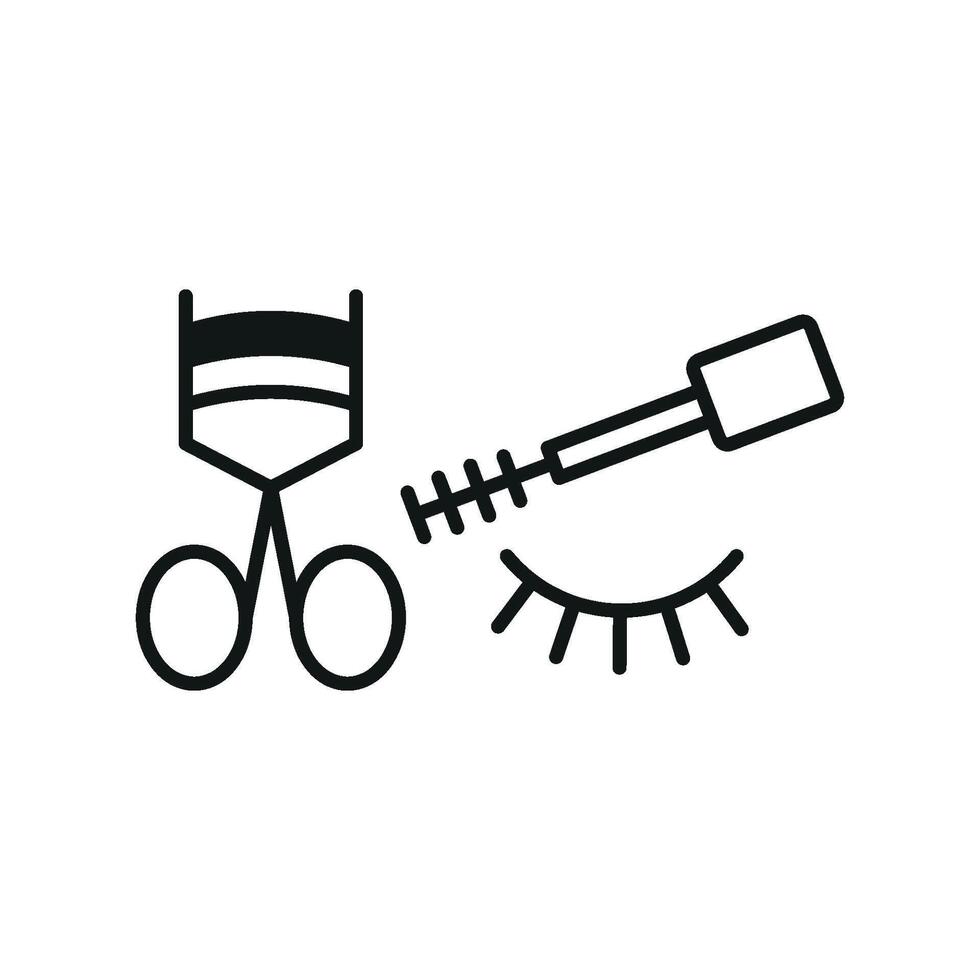 Mascara and Eyelash Curl Set Icon features a clean and contemporary look, perfect for highlighting eyelash tools, mascara sets, and makeup guides vector