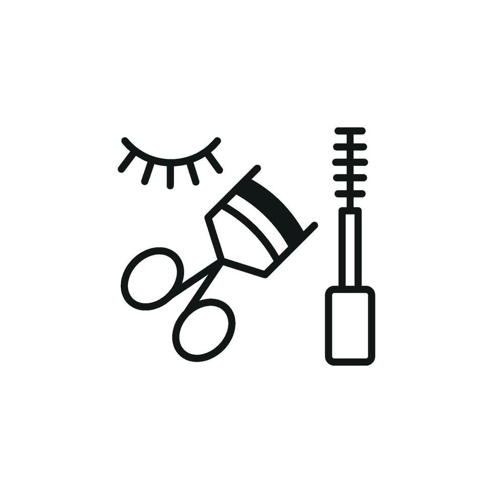 Mascara and Eyelash Curl Set Icon offers a dynamic and elegant design, ideal for makeup artists, beauty influencers, and makeup tool collections vector