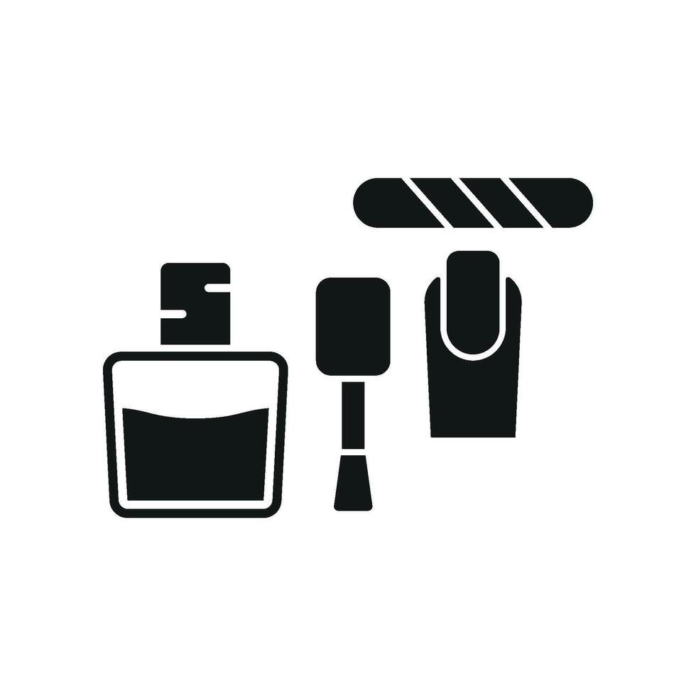 Nail Polish Bottle Set Icon is a vibrant and stylish graphic, ideal for beauty tutorials, cosmetic stores, and spa service vector