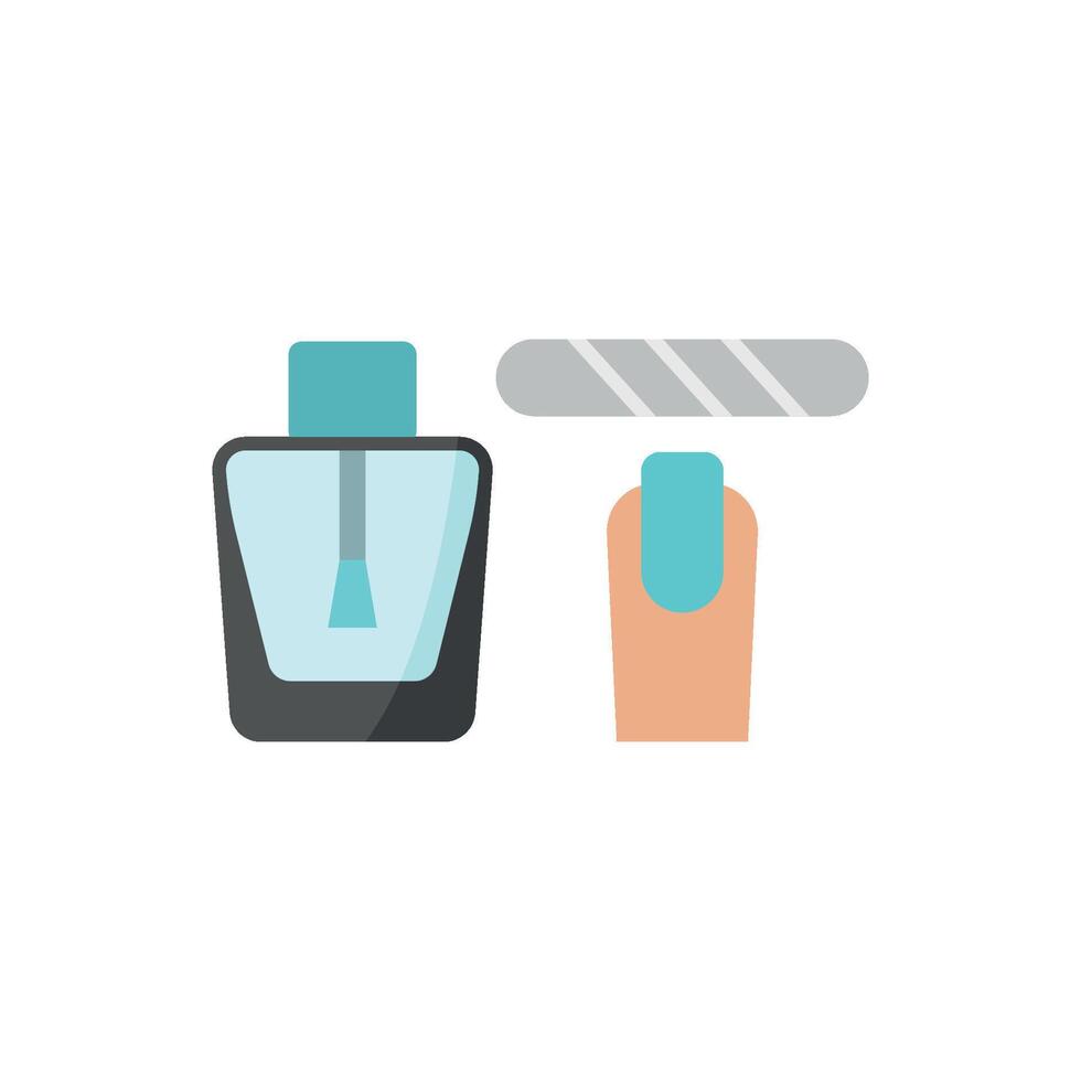 Nail Polish Bottle and Nail File Set Icon offers a modern and chic graphic, ideal for showcasing nail care products, beauty tutorials, and online beauty stores vector