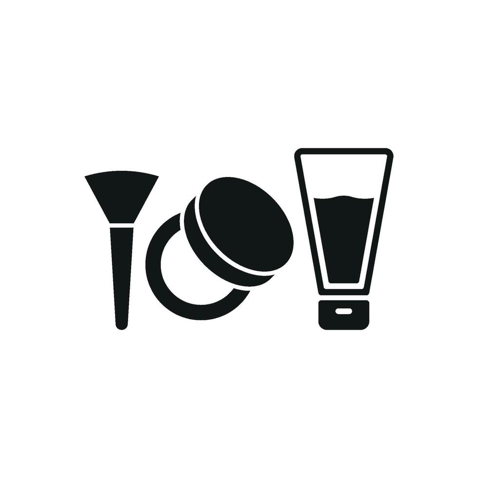 Powder Puff and Foundation Set Icon offers a compact and polished design, perfect for beauty product advertisements, tutorials, and online beauty stores vector