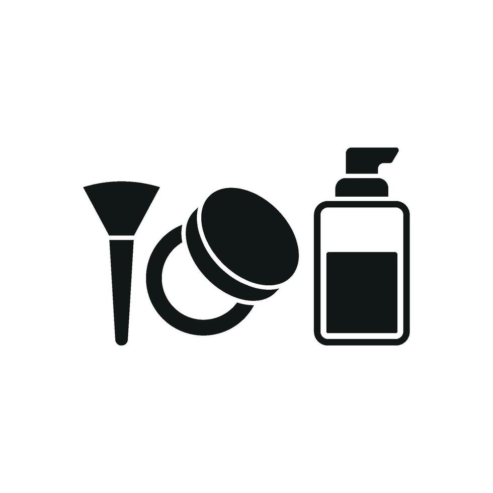Powder Puff and Foundation Set Icon features a vibrant and clean graphic, ideal for makeup routines, beauty shops, and personal care branding vector