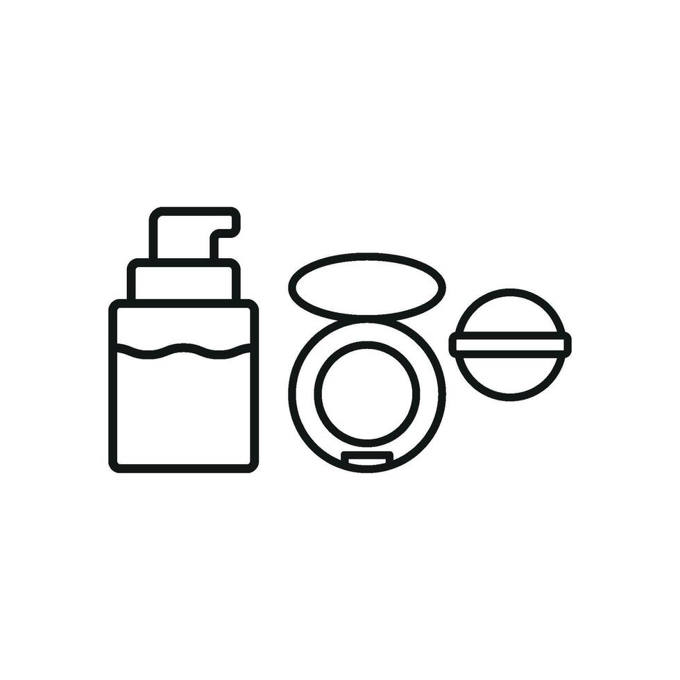 Powder Puff and Foundation Set Icon provides a sophisticated and polished look, ideal for promoting foundation, makeup routines, and beauty catalogs vector