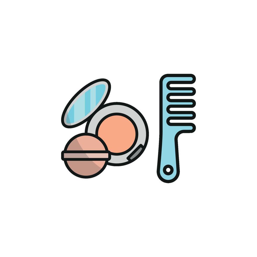 Powder Puff and Hairbrush Set Icon features a minimalistic and chic graphic, ideal for haircare products, beauty apps, and grooming tutorials vector